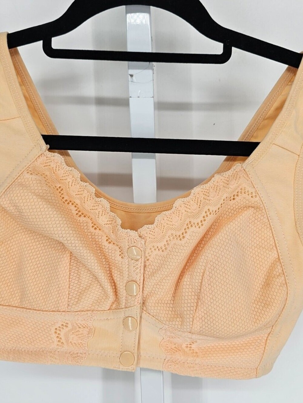 Vintage Y2K Womens Sz S Snap Front Bralette Pastel Orange Lace